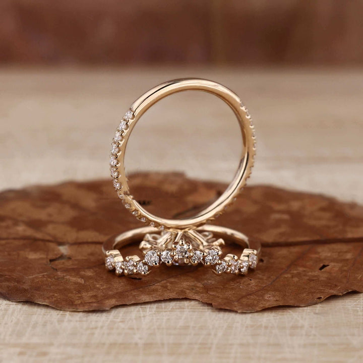 Intricate Round Brilliant Cut Wedding Set - Lab Grown Diamond Ring