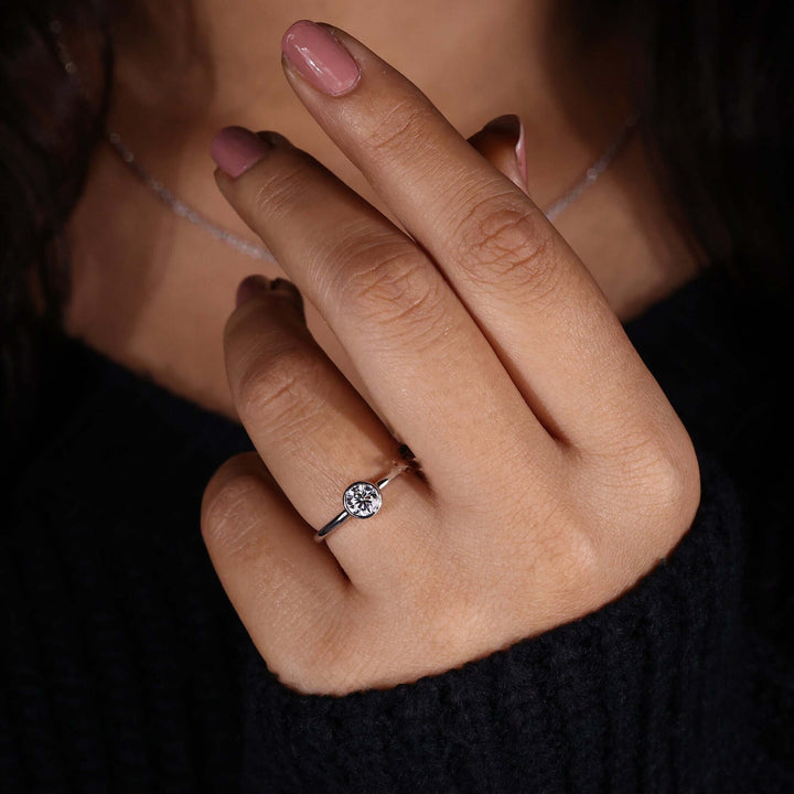 Lab Grown Diamond - Stunning Round Bezel Set Engagement Ring