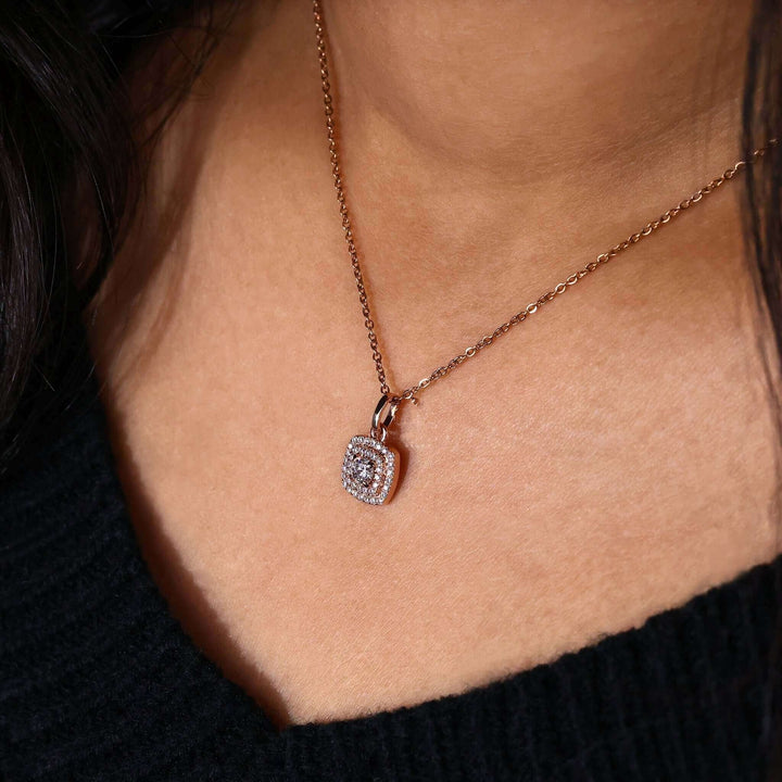 Lab Grown Diamond Pendant - Elegant Double Halo Design