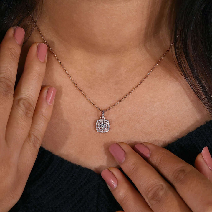 Lab Grown Diamond Pendant - Elegant Double Halo Design