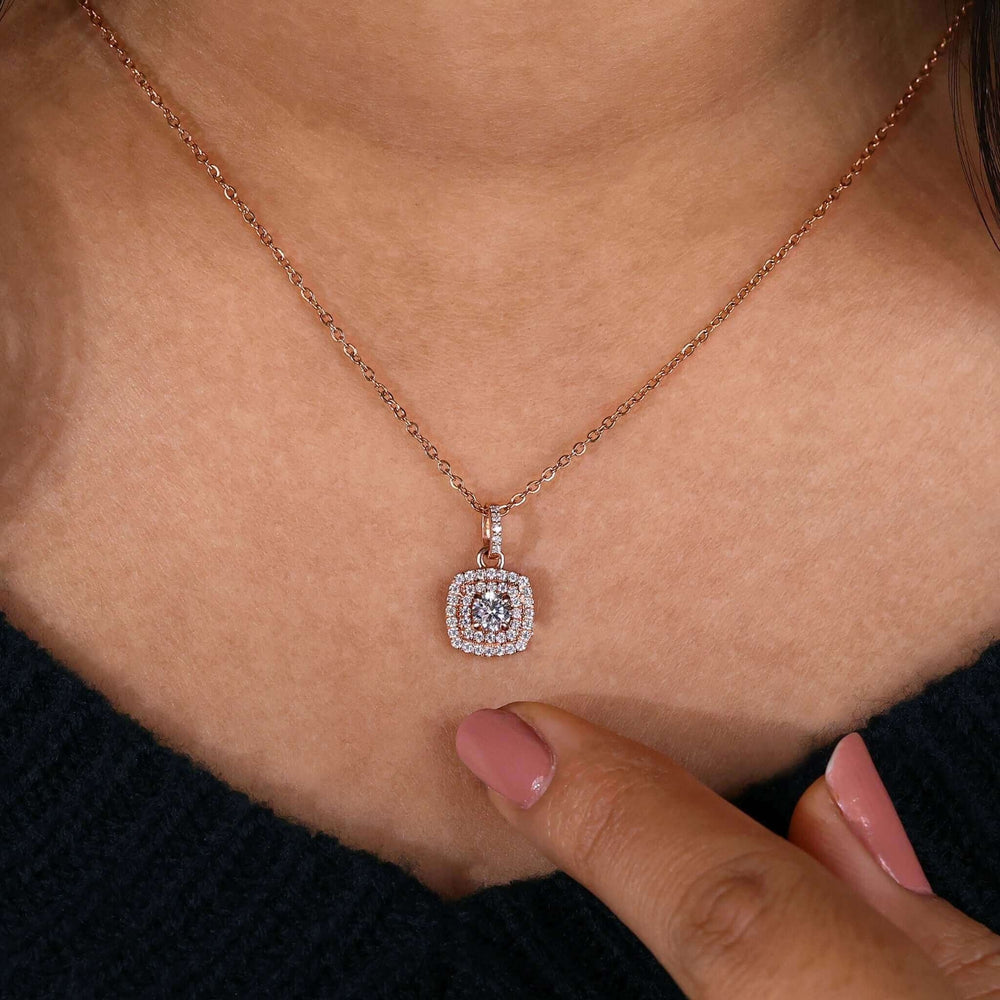 Lab Grown Diamond Pendant - Elegant Double Halo Design