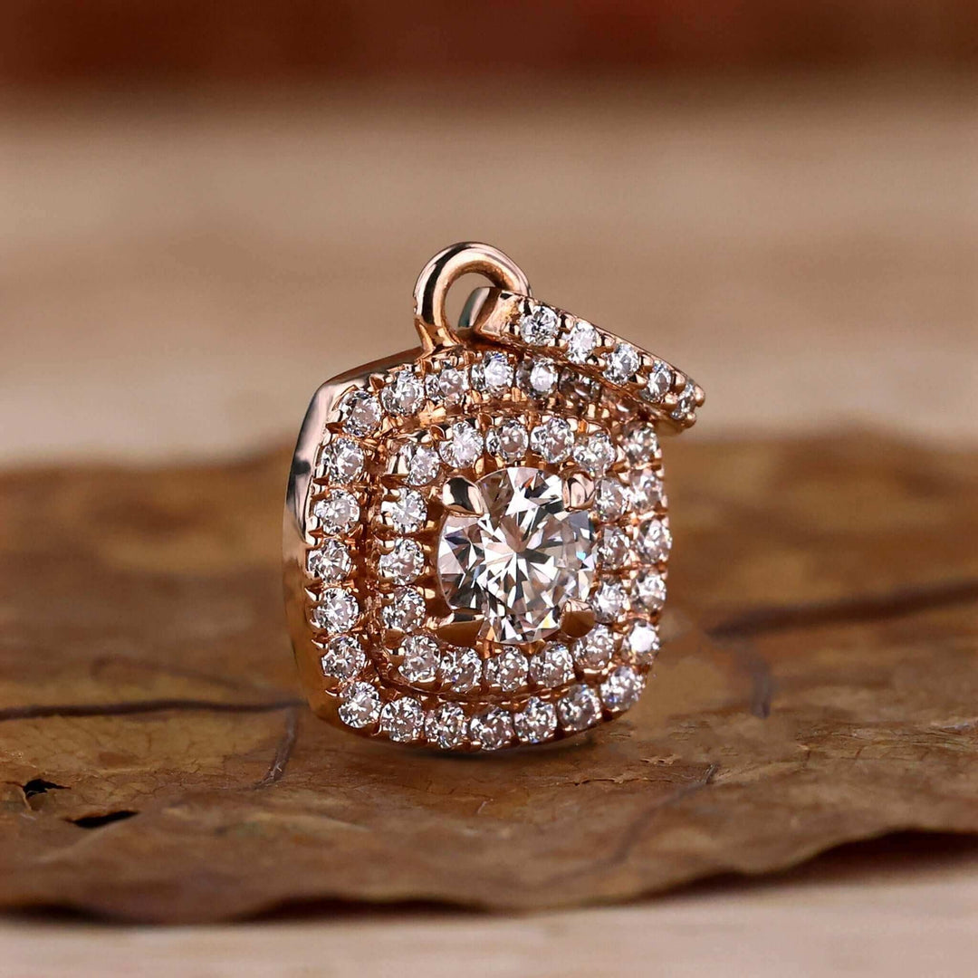 Lab Grown Diamond Pendant - Elegant Double Halo Design