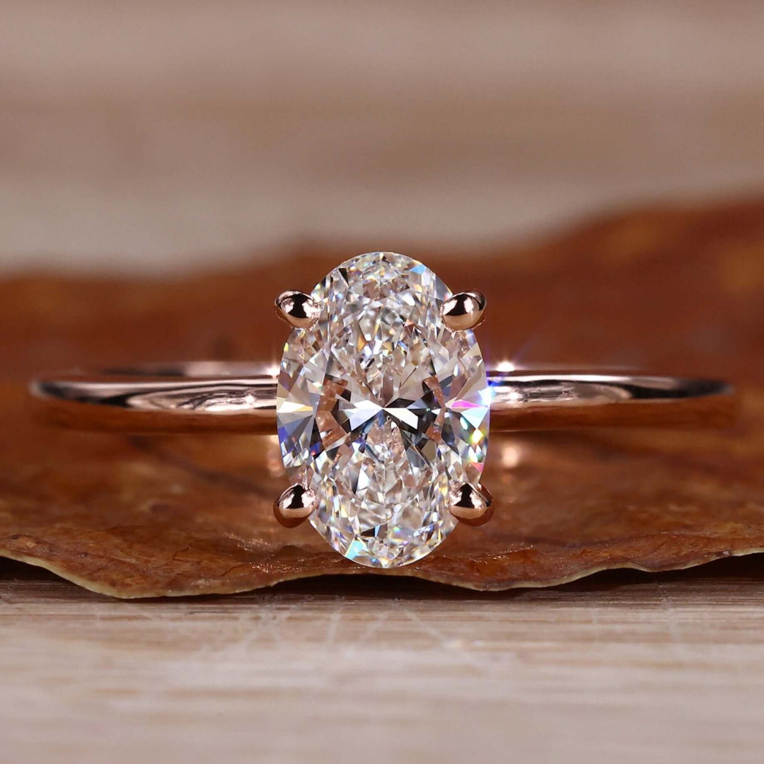 Lab Grown Diamond - Elegant Oval Cut Solitaire Engagement Ring