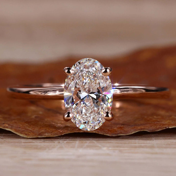 Lab Grown Diamond - Elegant Oval Cut Solitaire Engagement Ring