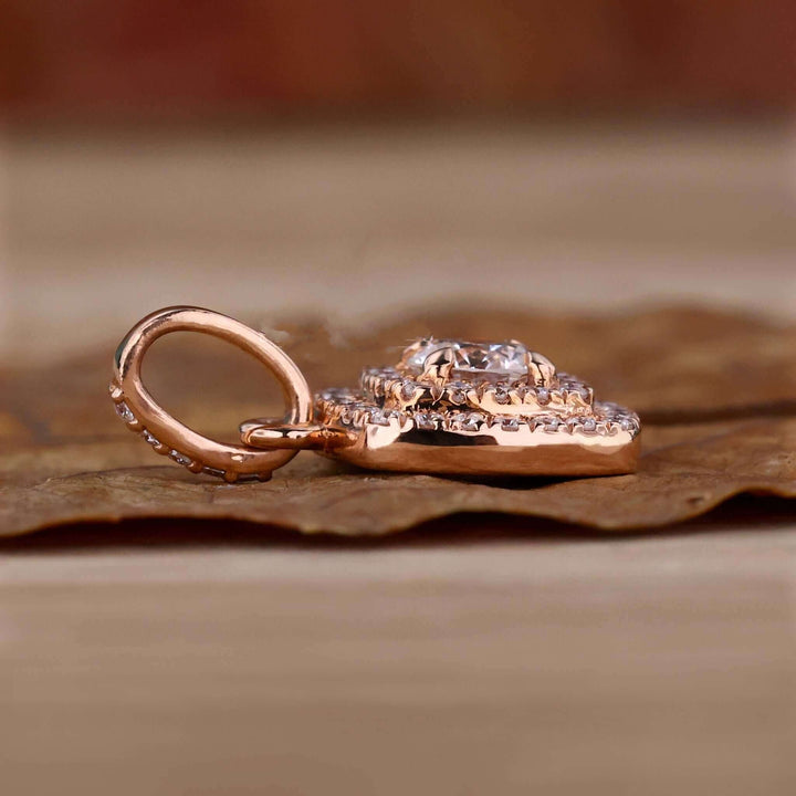 Lab Grown Diamond Pendant - Elegant Double Halo Design