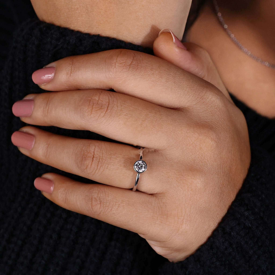 Lab Grown Diamond - Stunning Round Bezel Set Engagement Ring