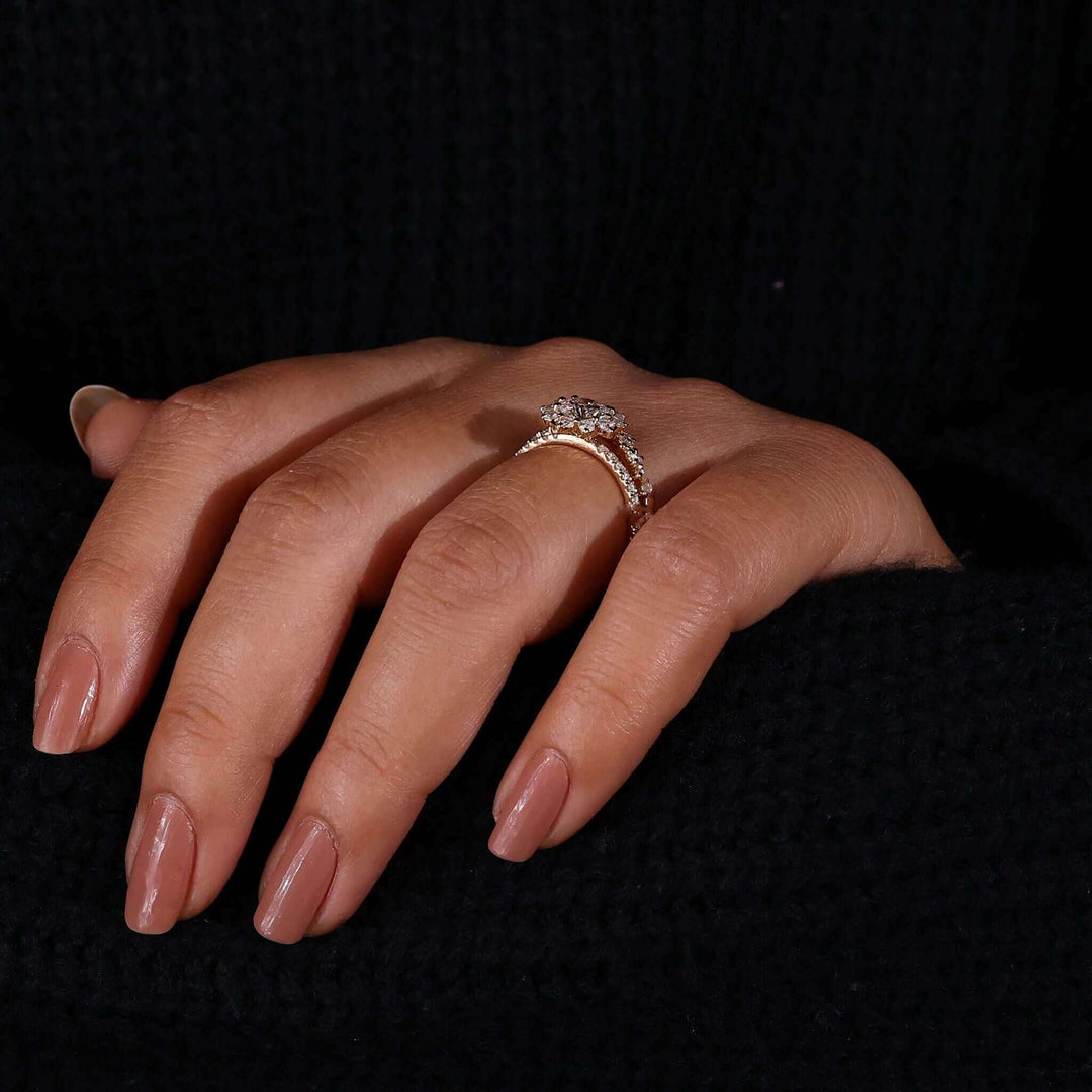 Intricate Round Brilliant Cut Wedding Set - Lab Grown Diamond Ring