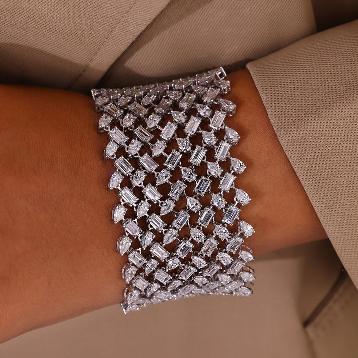 Lab Grown Diamond Bangle - Multi Row Diamond Tennis Bracelet
