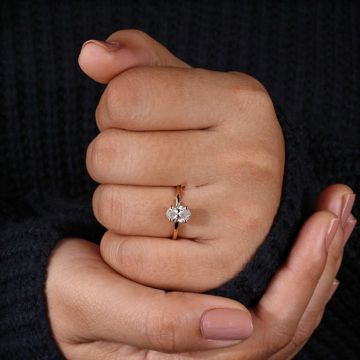 Lab Grown Diamond - Elegant Oval Cut Solitaire Engagement Ring