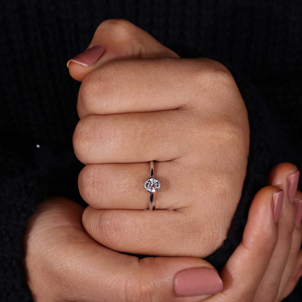 Lab Grown Diamond - Stunning Round Bezel Set Engagement Ring