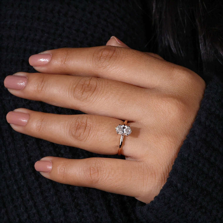 Lab Grown Diamond - Elegant Oval Cut Solitaire Engagement Ring