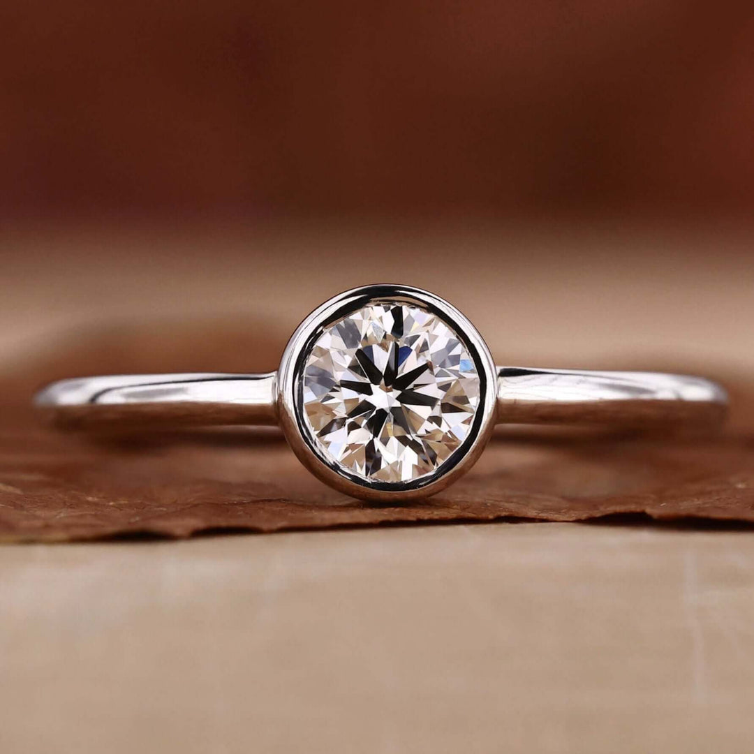 Lab Grown Diamond - Stunning Round Bezel Set Engagement Ring