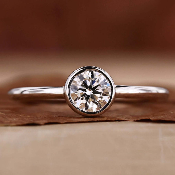 Lab Grown Diamond - Stunning Round Bezel Set Engagement Ring
