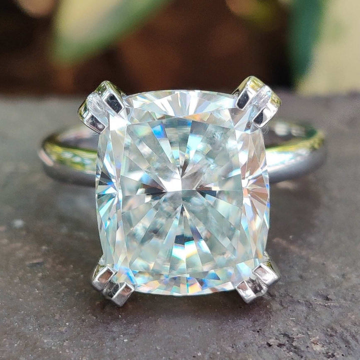 Moissanite Ring - Elegant Elongated Cushion Cut Engagement Ring