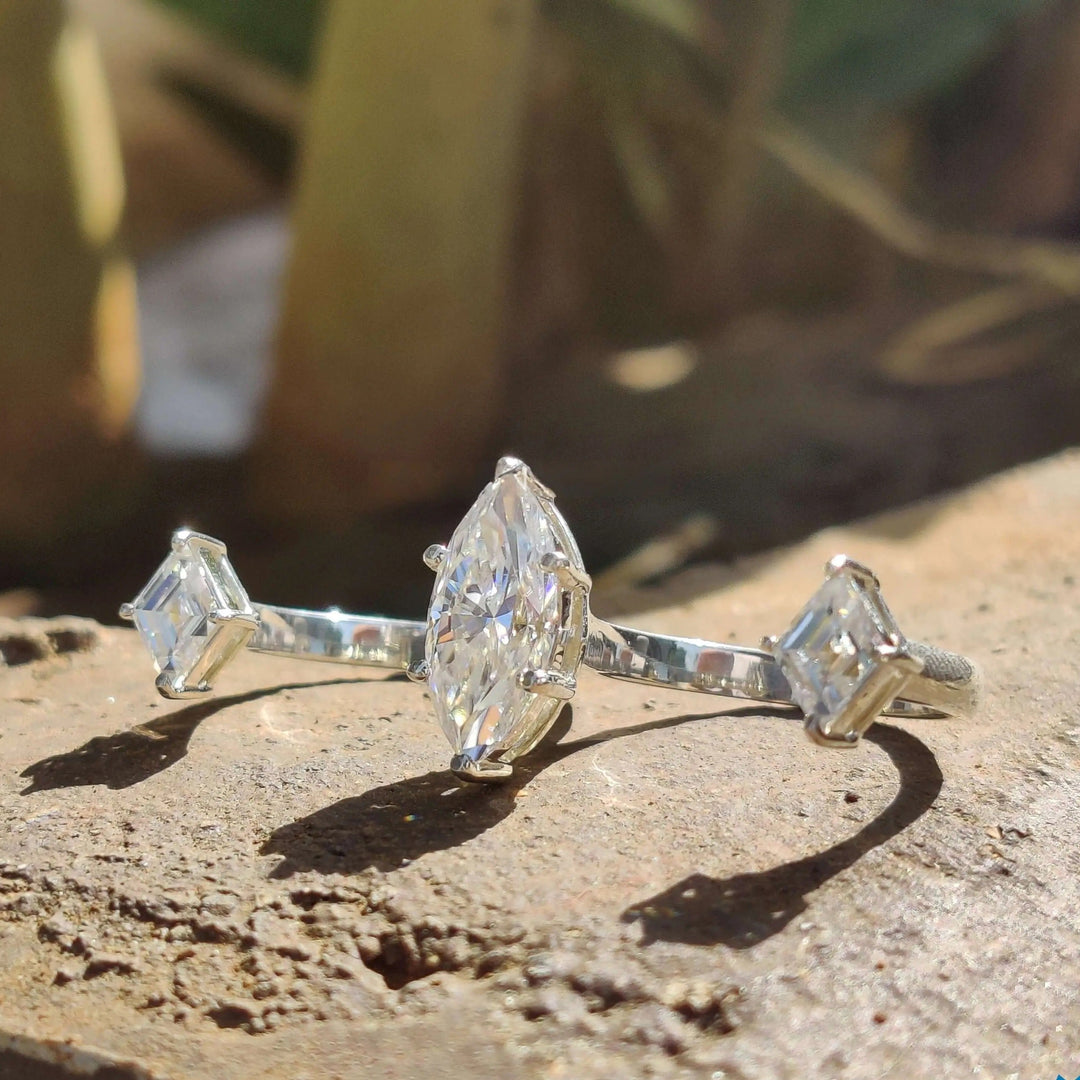 Moissanite Ring - Stunning 2.22 CT Marquise Cut Engagement Ring