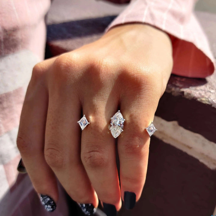 Moissanite Ring - Stunning 2.22 CT Marquise Cut Engagement Ring