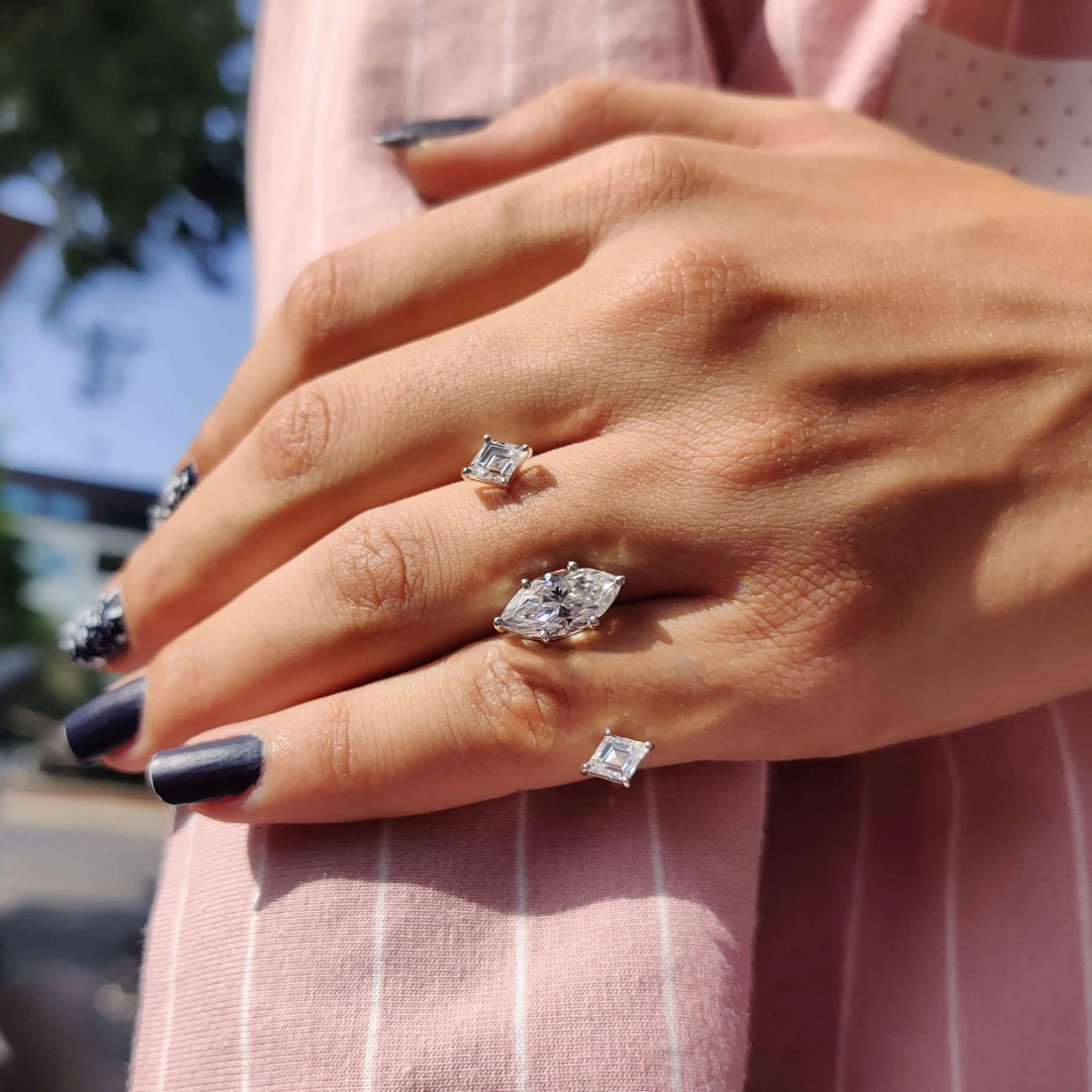 Moissanite Ring - Stunning 2.22 CT Marquise Cut Engagement Ring