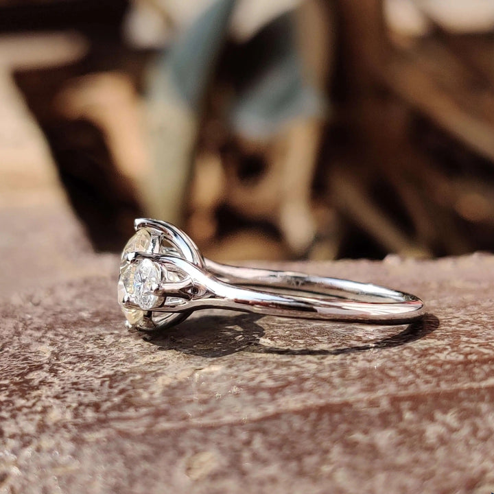 Moissanite Ring - Classic Three-Stone Round Cut Engagement Ring