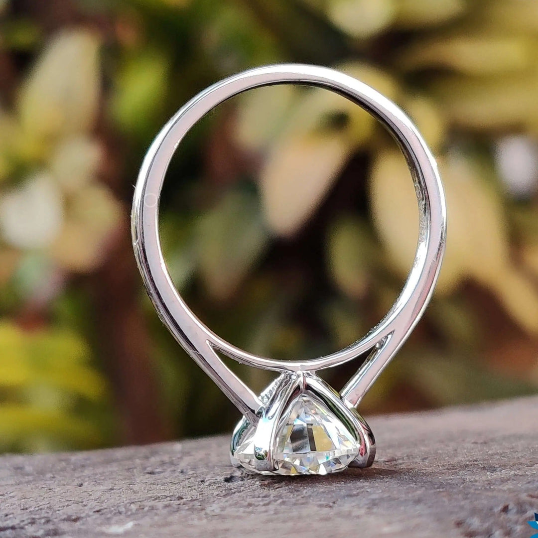 Moissanite Ring - Elegant Cathedral Setting Engagement Ring