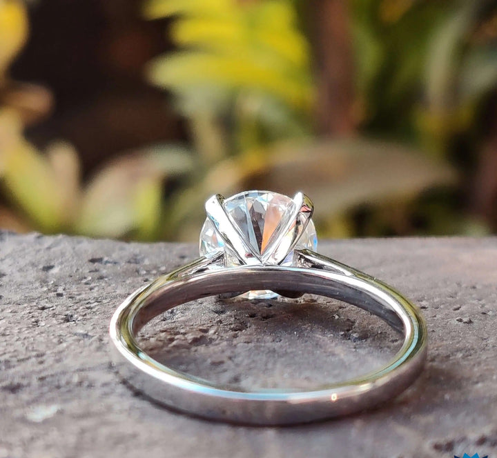 Moissanite Ring - Elegant Cathedral Setting Engagement Ring