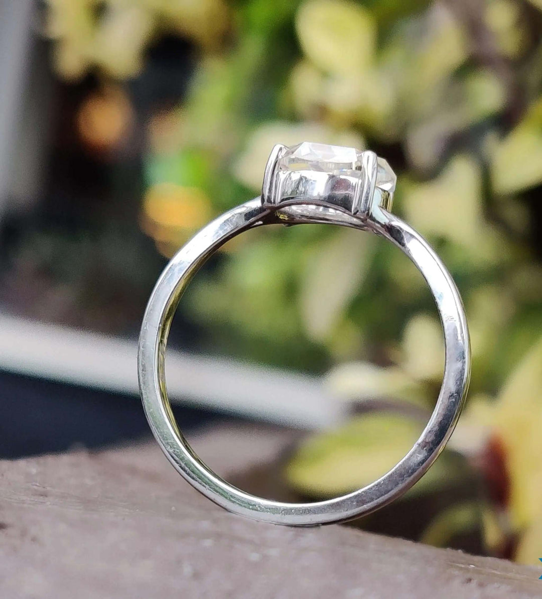 Moissanite Ring - Elegant Split Shank Rose Cut Engagement Ring