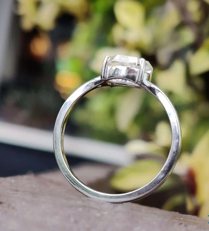 Moissanite Ring - Elegant Split Shank Rose Cut Engagement Ring