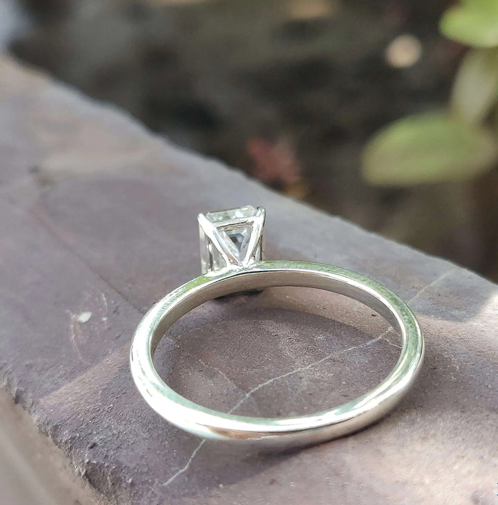 Moissanite Ring - Elegant Emerald Cut Engagement Ring