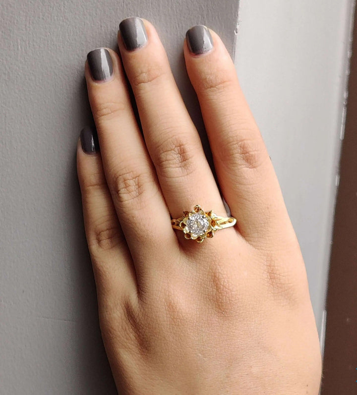 Moissanite Ring - Stunning Floral Engagement Ring with Nature Design