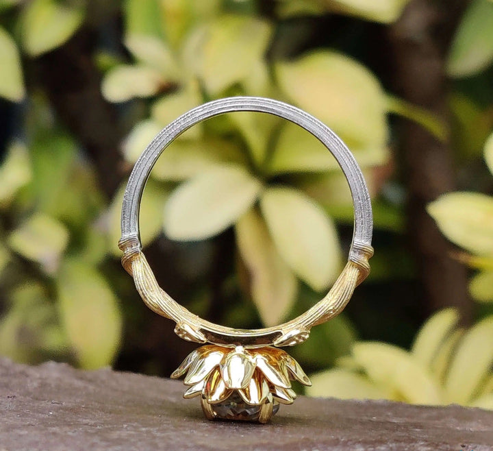 Moissanite Ring - Stunning Floral Engagement Ring with Nature Design