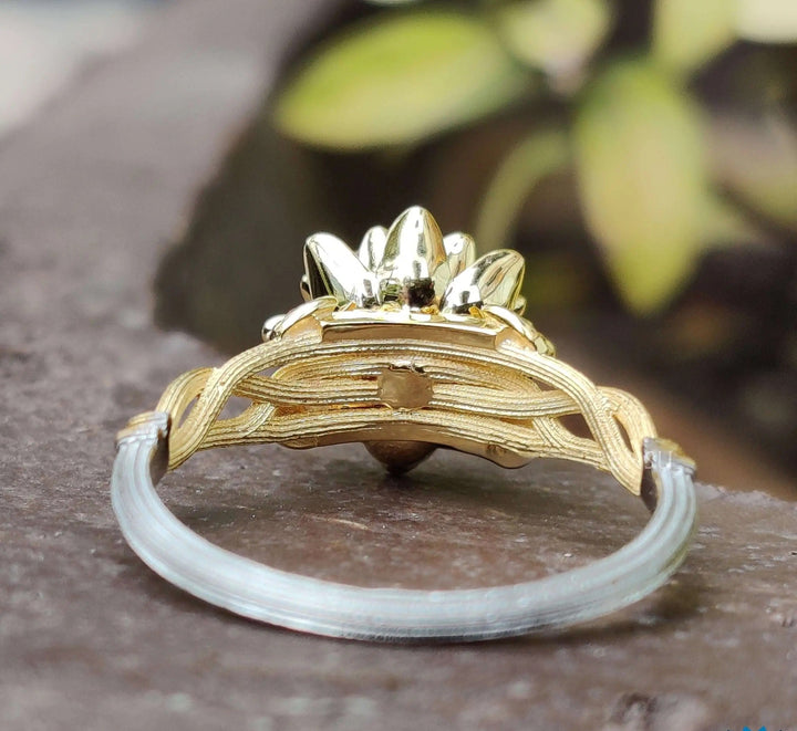Moissanite Ring - Stunning Floral Engagement Ring with Nature Design