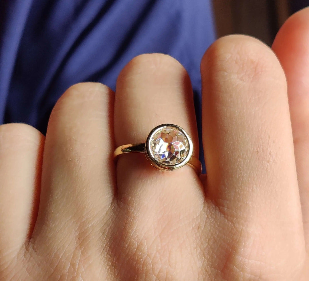 Moissanite Ring - Bezel Set Engagement Ring for Timeless Elegance