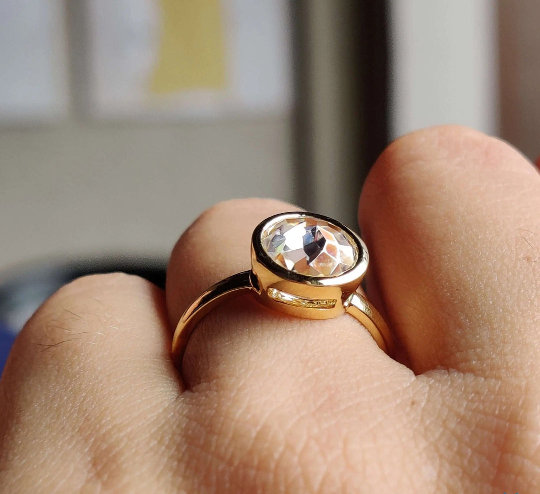 Moissanite Ring - Bezel Set Engagement Ring for Timeless Elegance