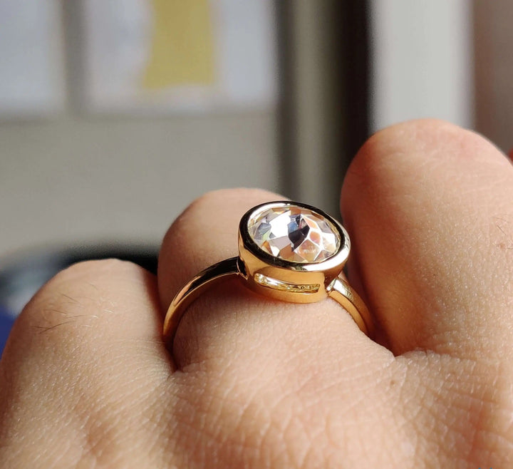 Moissanite Ring - Bezel Set Engagement Ring for Timeless Elegance
