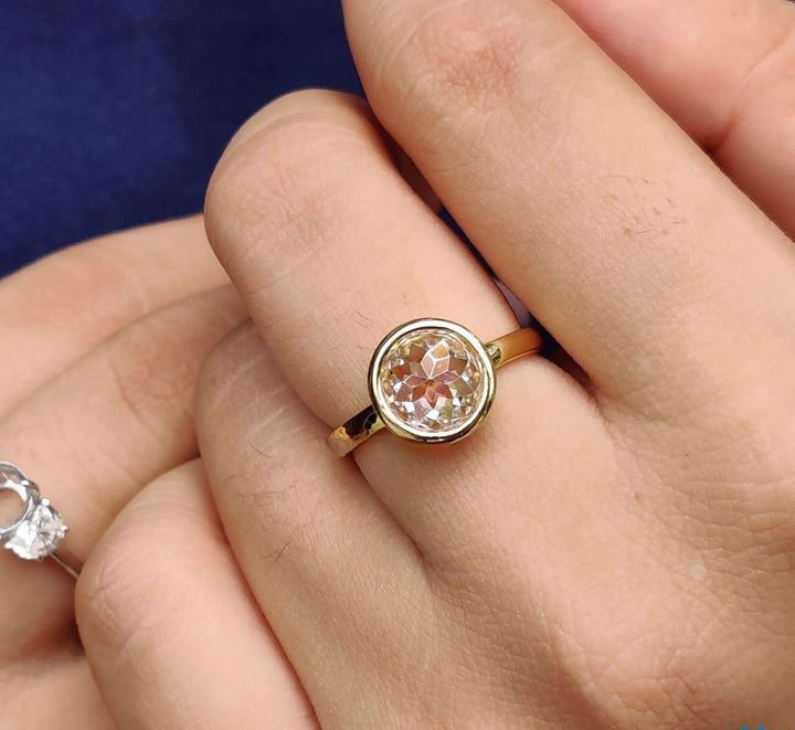 Moissanite Ring - Bezel Set Engagement Ring for Timeless Elegance