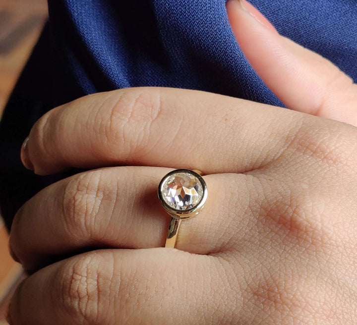 Moissanite Ring - Bezel Set Engagement Ring for Timeless Elegance
