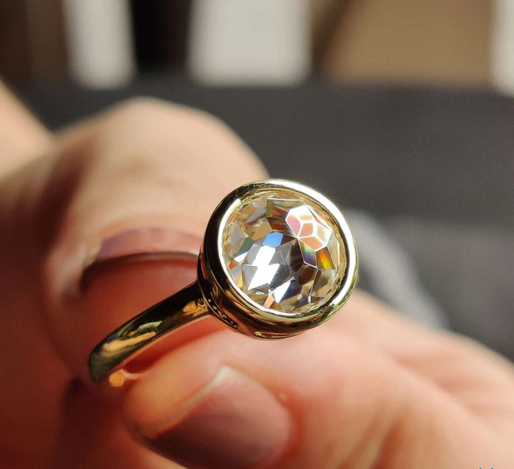 Moissanite Ring - Bezel Set Engagement Ring for Timeless Elegance