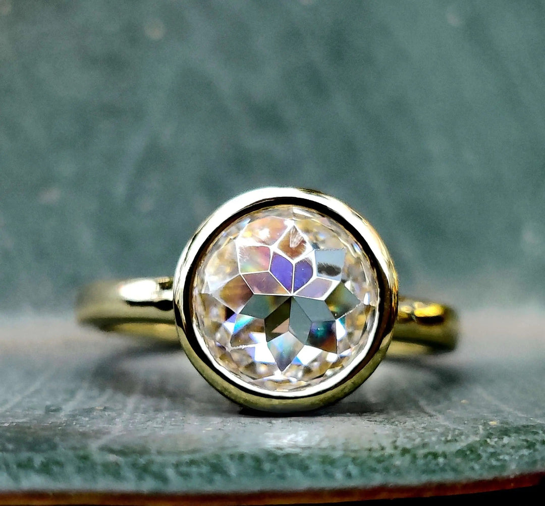 Moissanite Ring - Bezel Set Engagement Ring for Timeless Elegance