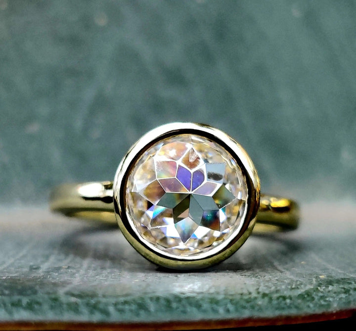 Moissanite Ring - Bezel Set Engagement Ring for Timeless Elegance