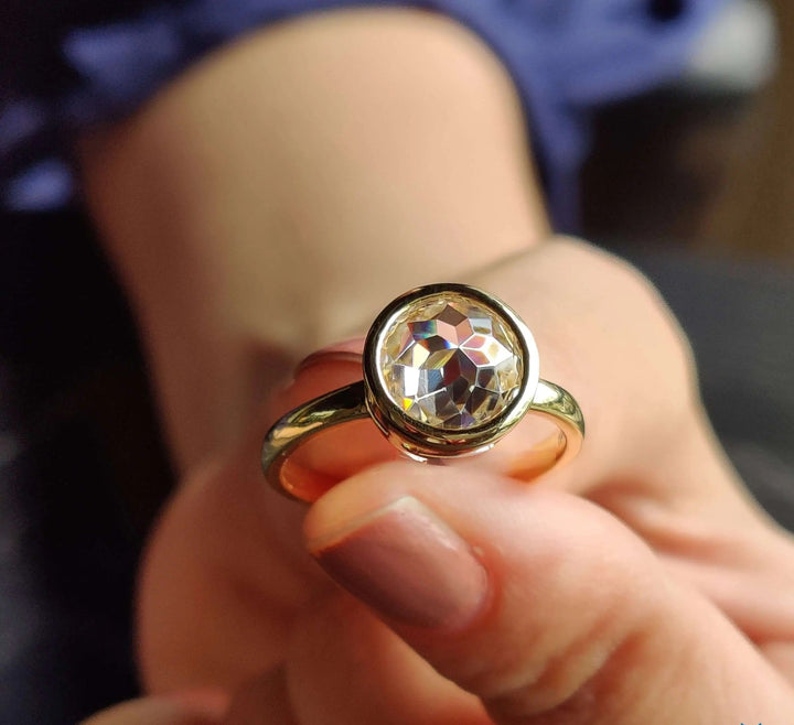 Moissanite Ring - Bezel Set Engagement Ring for Timeless Elegance