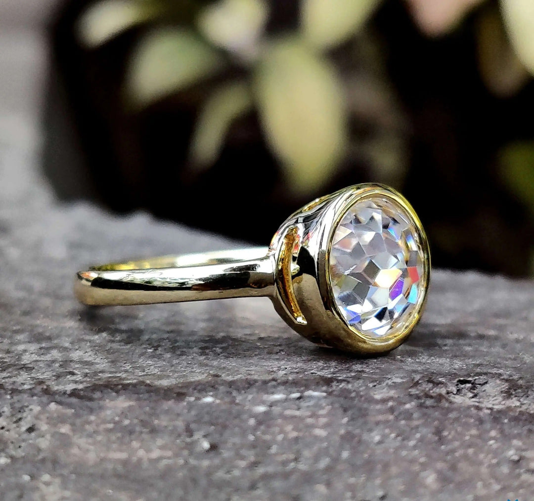 Moissanite Ring - Bezel Set Engagement Ring for Timeless Elegance