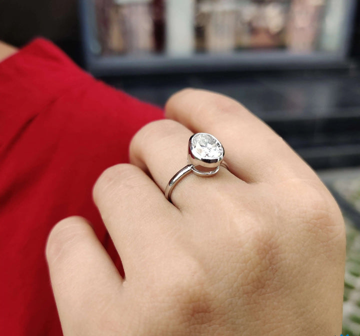 Moissanite Ring - Elegant Oval Cut Solitaire Engagement Ring