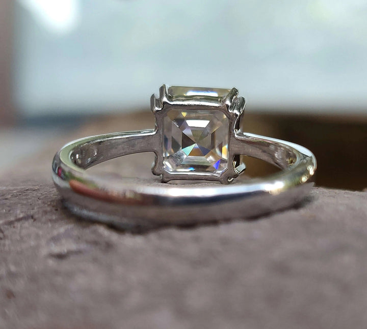Moissanite Ring - Exquisite Asscher Engagement Ring for Timeless Love