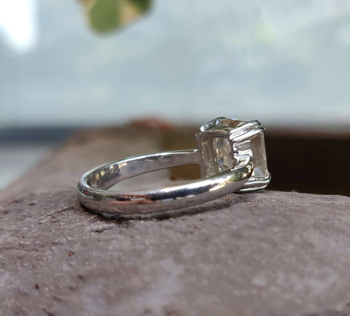 Moissanite Ring - Exquisite Asscher Engagement Ring for Timeless Love