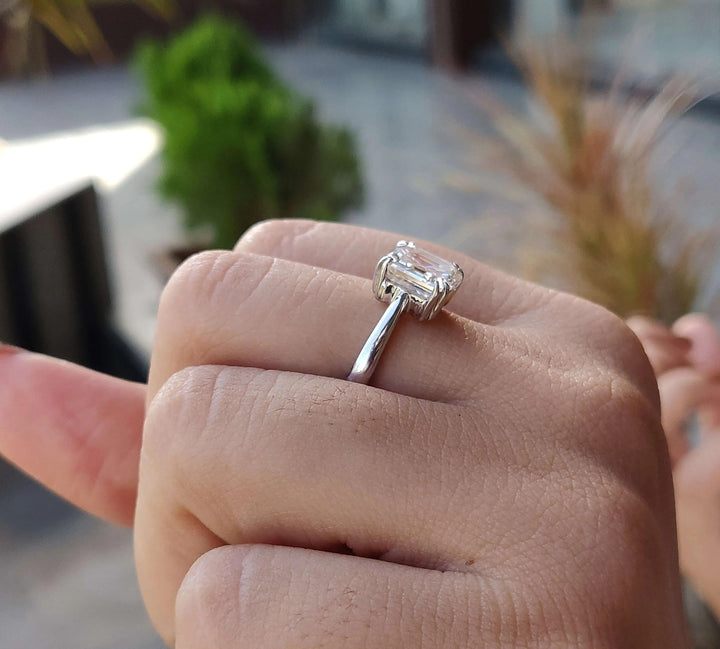 Moissanite Ring - Exquisite Asscher Engagement Ring for Timeless Love