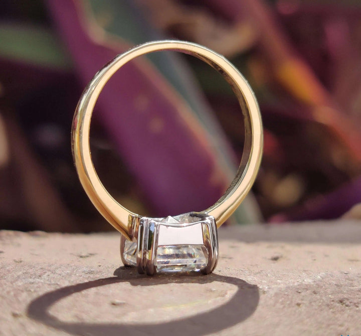 Moissanite Ring - Elegant Asscher Cut Engagement Ring