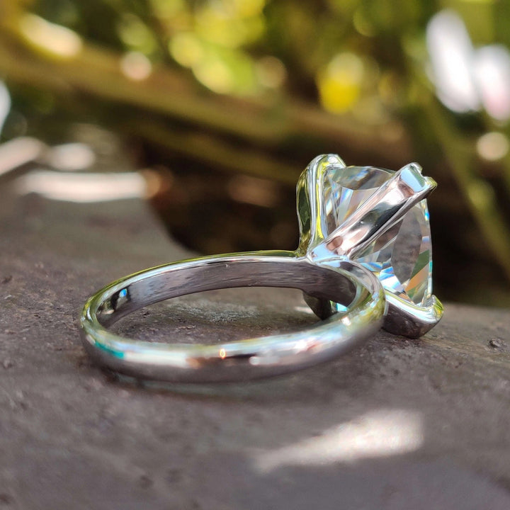 Moissanite Ring - Elegant Elongated Cushion Cut Engagement Ring