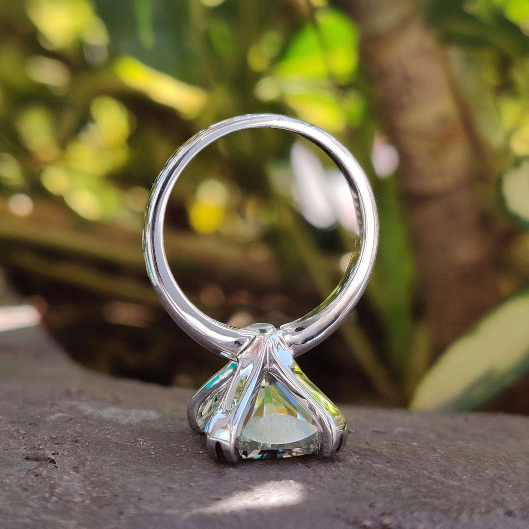 Moissanite Ring - Elegant Elongated Cushion Cut Engagement Ring
