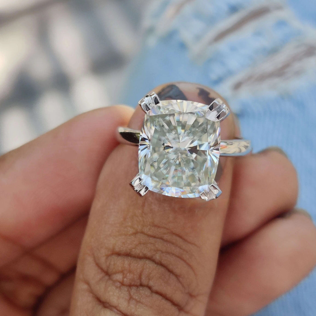 Moissanite Ring - Elegant Elongated Cushion Cut Engagement Ring
