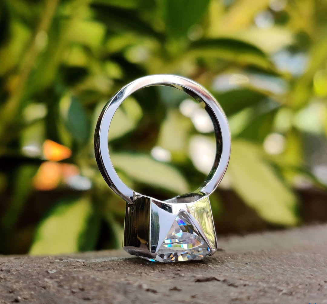 Moissanite Ring - Elegant Elongated Cushion Cut Engagement Ring