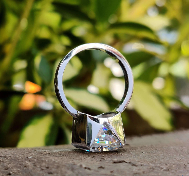 Moissanite Ring - Elegant Elongated Cushion Cut Engagement Ring